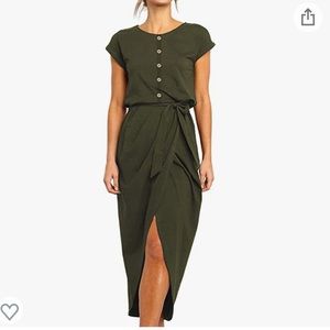 Olive green high low dress